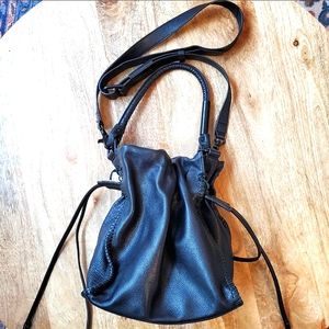 Foly and Corrina Ami black leather drawstring Tote
